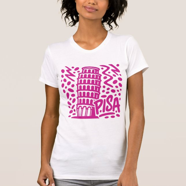 Vibrant Leaning Tower Pisa Graphic T-Shirt (Front)