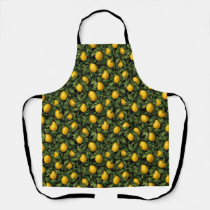 Vibrant Lemon Citrus Tree Pattern Apron