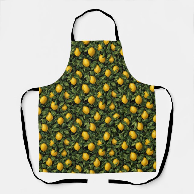 Vibrant Lemon Citrus Tree Pattern Apron (Front)