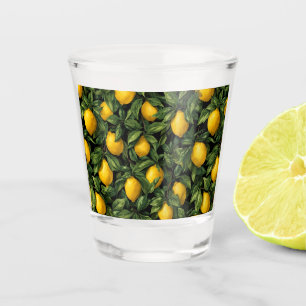 Vibrant Lemon Citrus Tree Pattern Shot Glass
