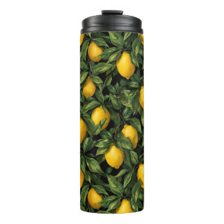 Vibrant Lemon Citrus Tree Pattern Thermal Tumbler