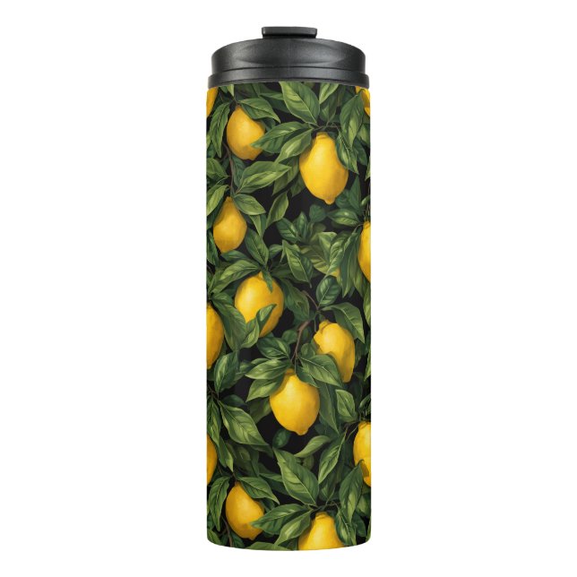 Vibrant Lemon Citrus Tree Pattern Thermal Tumbler (Front)