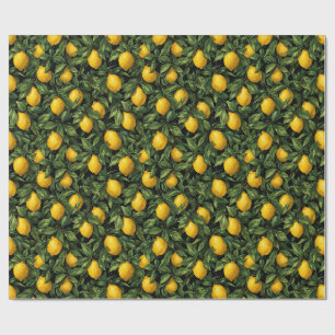Vibrant Lemon Citrus Tree Pattern Wrapping Paper