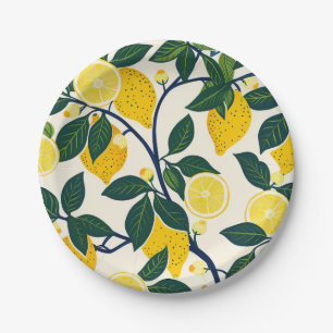 Vibrant Lemon Grove Paper Plate