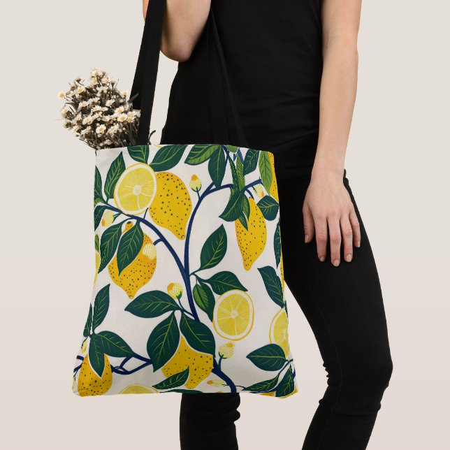 Vibrant Lemon Grove Tote Bag (Close Up)
