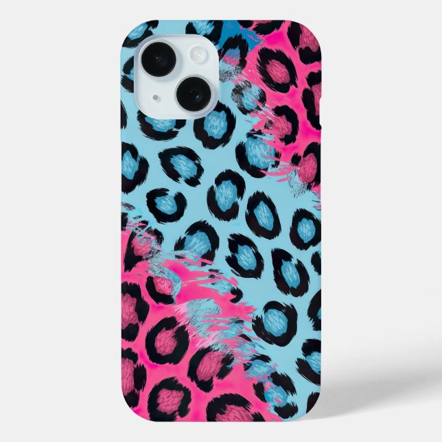 Vibrant Leopard Print in Pink and Blue Case-Mate iPhone Case (Back)