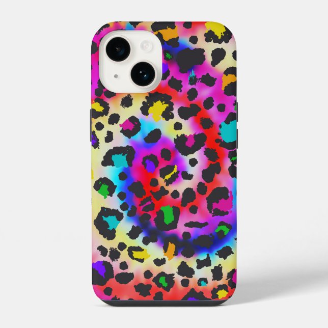 vibrant leopard print iPhone case (Back)