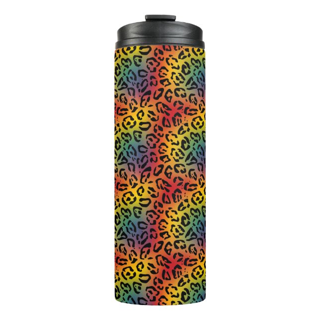 Vibrant Leopard Print Pattern Thermal Tumbler (Front)