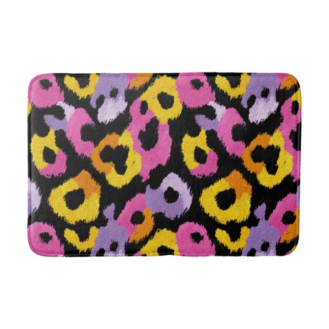 Vibrant Leopard Print Retro Glam y2k Trendy  Bath Mat (Front)