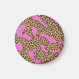 Vibrant Leopard Silhouette Art Magnet
