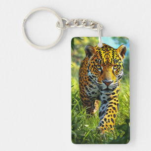 Vibrant Leopard with Striking Wildlife Art Key Ring