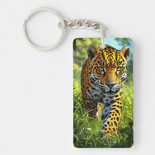 Vibrant Leopard with Striking Wildlife Art Key Ring (Front)