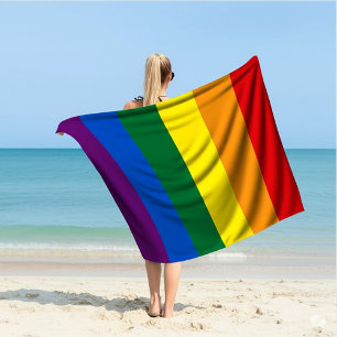 Vibrant LGBTQ+ Pride Rainbow Stripes Beach Towel