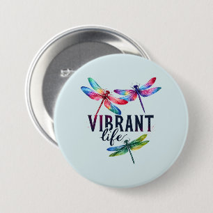 Vibrant Life - Artistic Dragonfly 7.5 Cm Round Badge