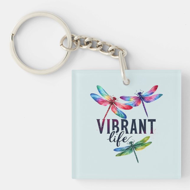 Vibrant Life - Artistic Dragonfly Key Ring (Front)