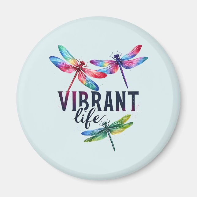 Vibrant Life - Artistic Dragonfly Magnet (Front)