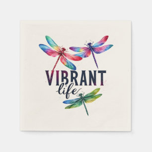 Vibrant Life - Artistic Dragonfly Napkin