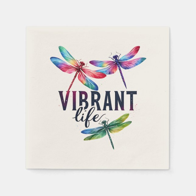 Vibrant Life - Artistic Dragonfly Napkin (Front)