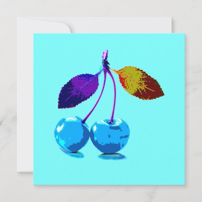 Vibrant light blue cherries  card (Front)
