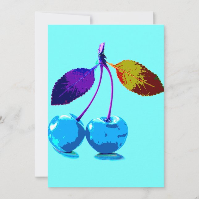 Vibrant light blue cherries  card (Front)