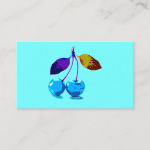 Vibrant light blue cherries enclosure card