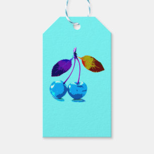 Vibrant light blue cherries medium gift tags