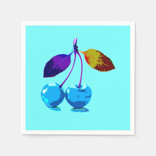 Vibrant light blue cherries   napkin (Front)