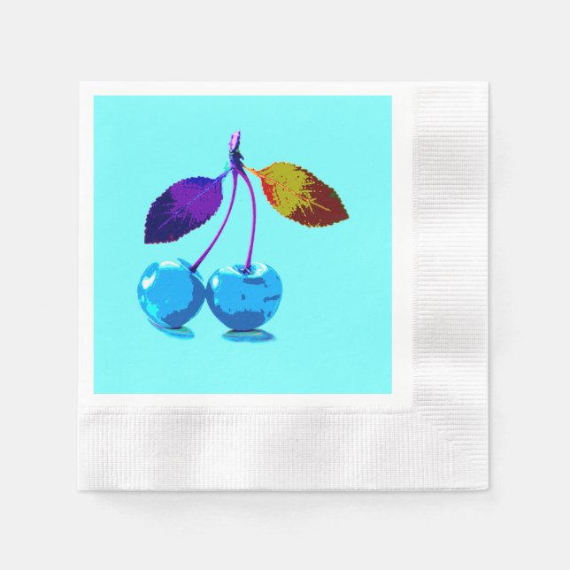 Vibrant light blue cherries   napkin (Front)