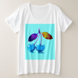 Vibrant light blue cherries   plus size T-Shirt