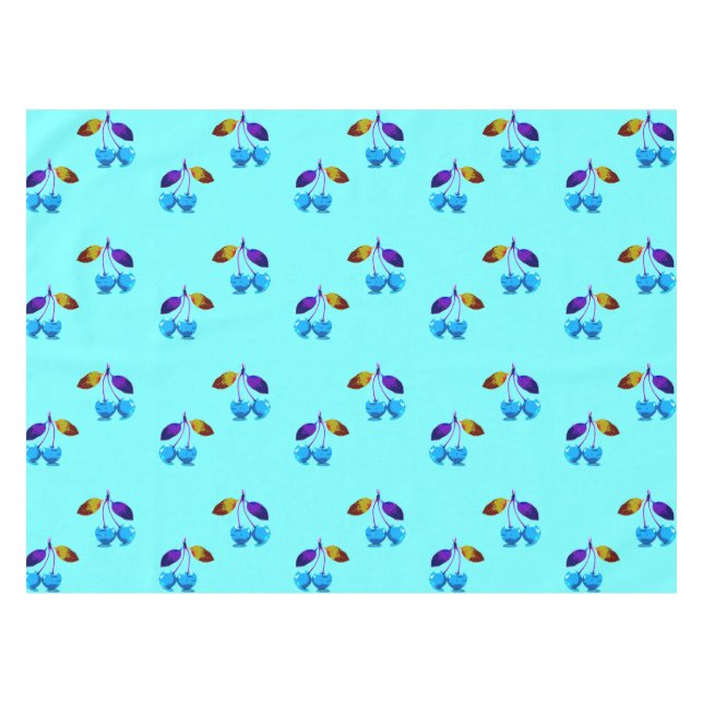 Vibrant light blue cherries  tablecloth (Front (Horizontal))