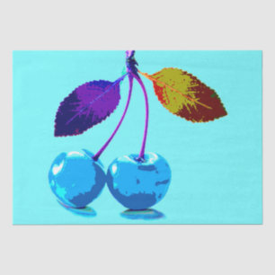 Vibrant light blue cherries tissue paper