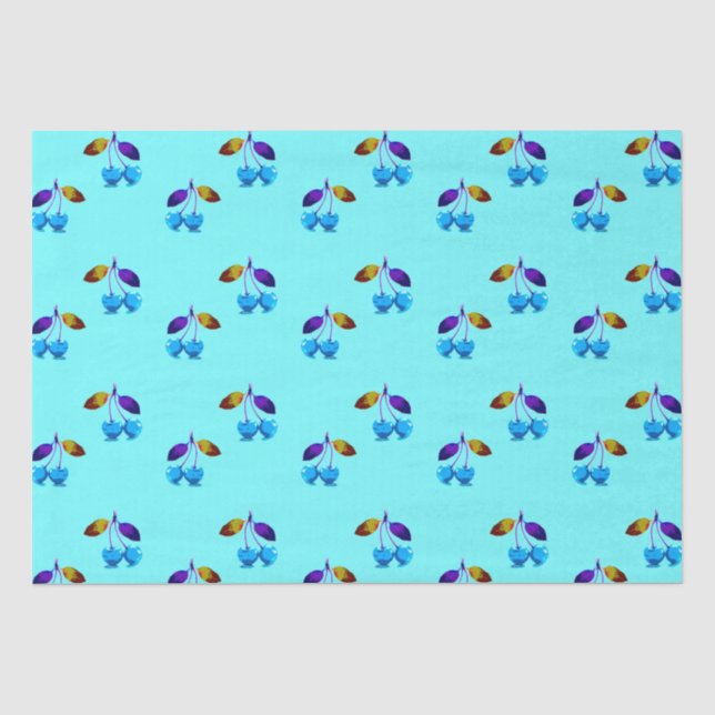 Vibrant light blue cherries   tissue paper (Front)