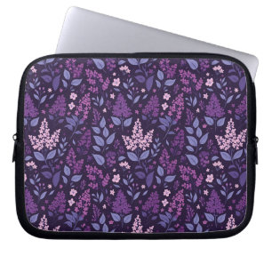 Vibrant Lilac Floral Pattern Laptop Sleeve