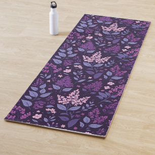 Vibrant Lilac Floral Pattern Yoga Mat