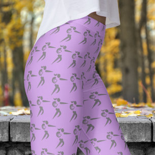 Vibrant Lilac Womens Rugby Pattern Leggings