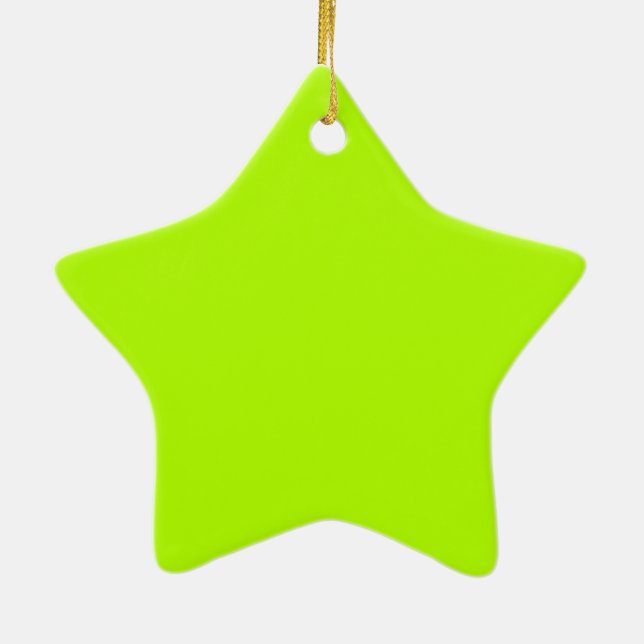 Vibrant Lime Green Colour Ready to Customise Ceramic Ornament (Back)