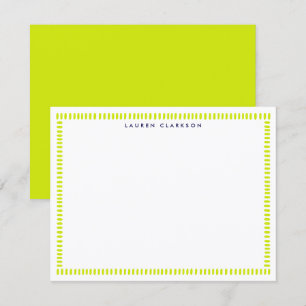 Vibrant Lime Hand Painted Striped Frame Note Card