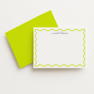 Vibrant Lime Wavy Frame Note Card