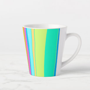 Vibrant lined colourful  latte mug
