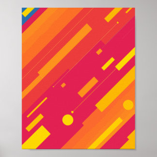 Vibrant Lines in Bold Pink, Yellow, and Orange Poster