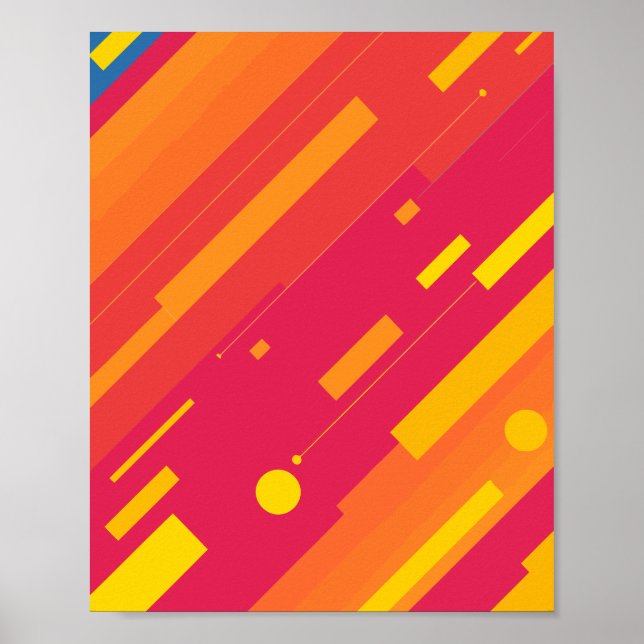Vibrant Lines in Bold Pink, Yellow, and Orange Poster (Front)