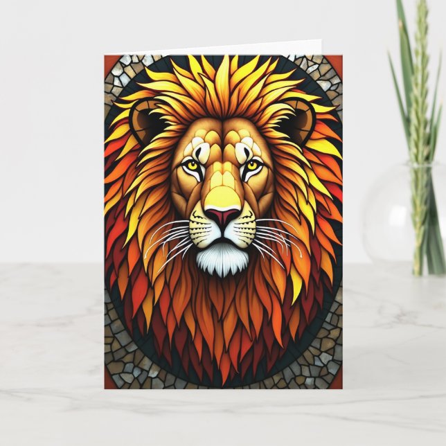 Vibrant Lion Fathers Day Card (Front)