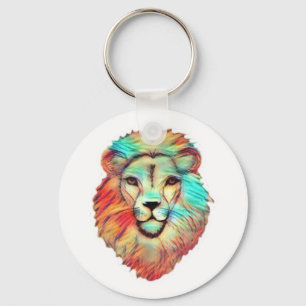 Vibrant Lions Head Key Ring