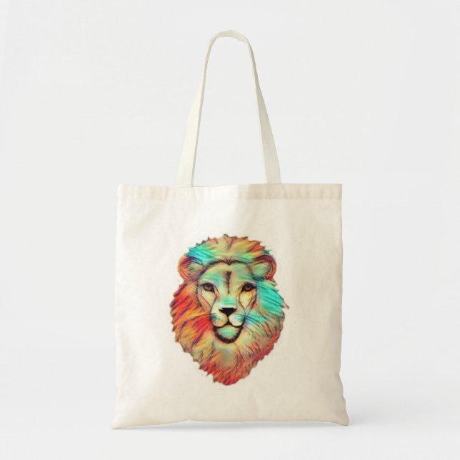 Vibrant Lion's Head Tote Bag (Front)
