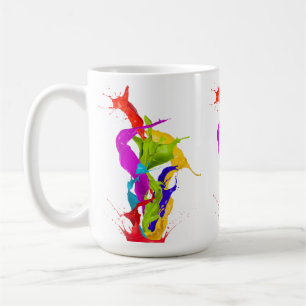 Vibrant Liquid Explosion: Abstract Paint Splash Coffee Mug
