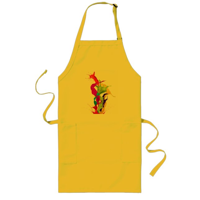 Vibrant Liquid Explosion: Abstract Paint Splash Long Apron (Front)