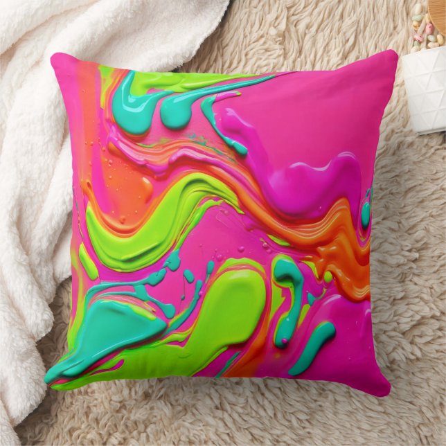 Vibrant Liquid Paint Cushion (Blanket)