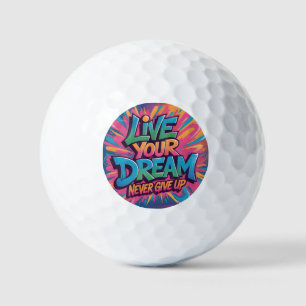 Vibrant "Live Your Dream" Graffiti Wall Art Golf Balls