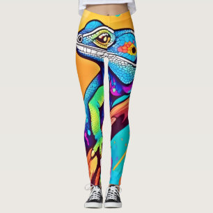 Vibrant Lizard Artwork Leggings