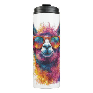Vibrant Llama Head Illustration – Colorful, Unique Thermal Tumbler
